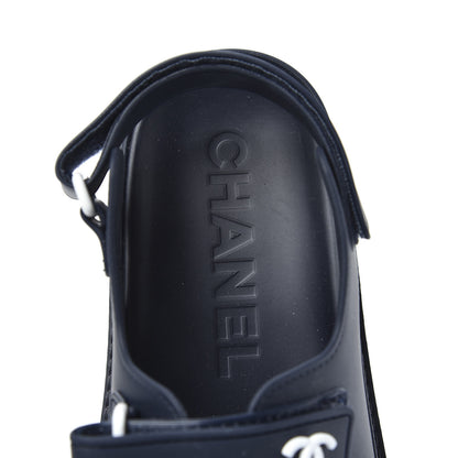 Chanel Rubber CC Dad Sandals 39 Navy 6 of 8