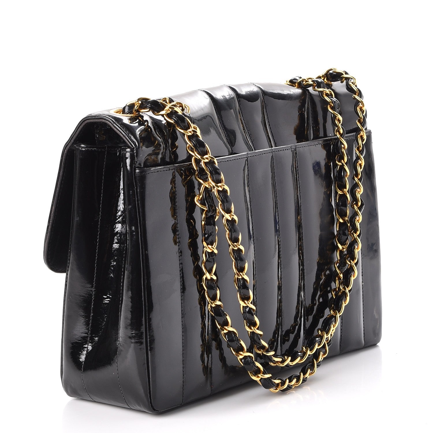 Chanel Patent Vertical Quilted Medium Single Flap Black 3 of 13