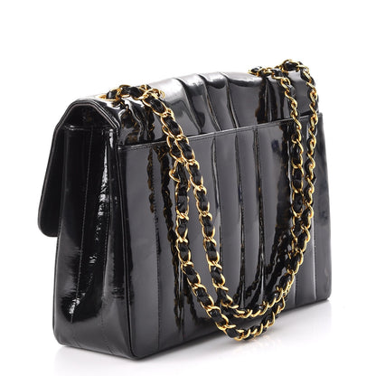 Chanel Patent Vertical Quilted Medium Single Flap Black 3 of 13