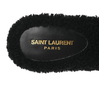 Saint Laurent Shearling Tribute Flat Mules 37.5 black 7 of 8
