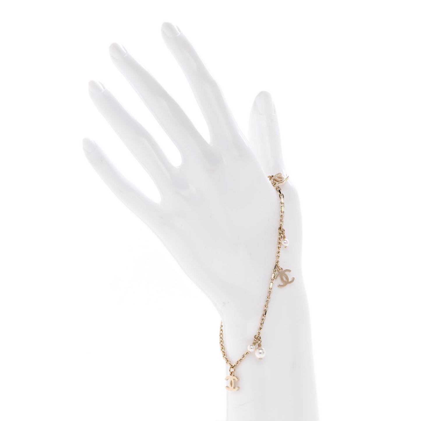 Pearl CC Chain Anklet Gold