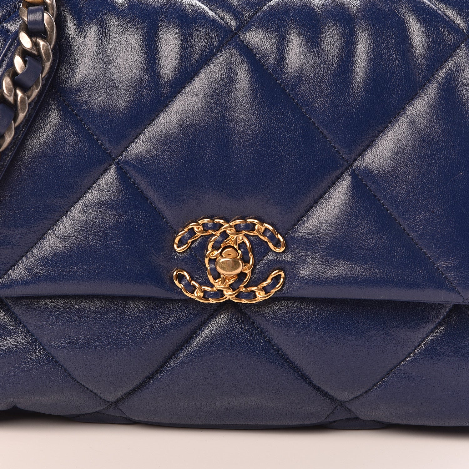 Chanel Lambskin Quilted Large 19 Flap Navy Blue 8 of 10