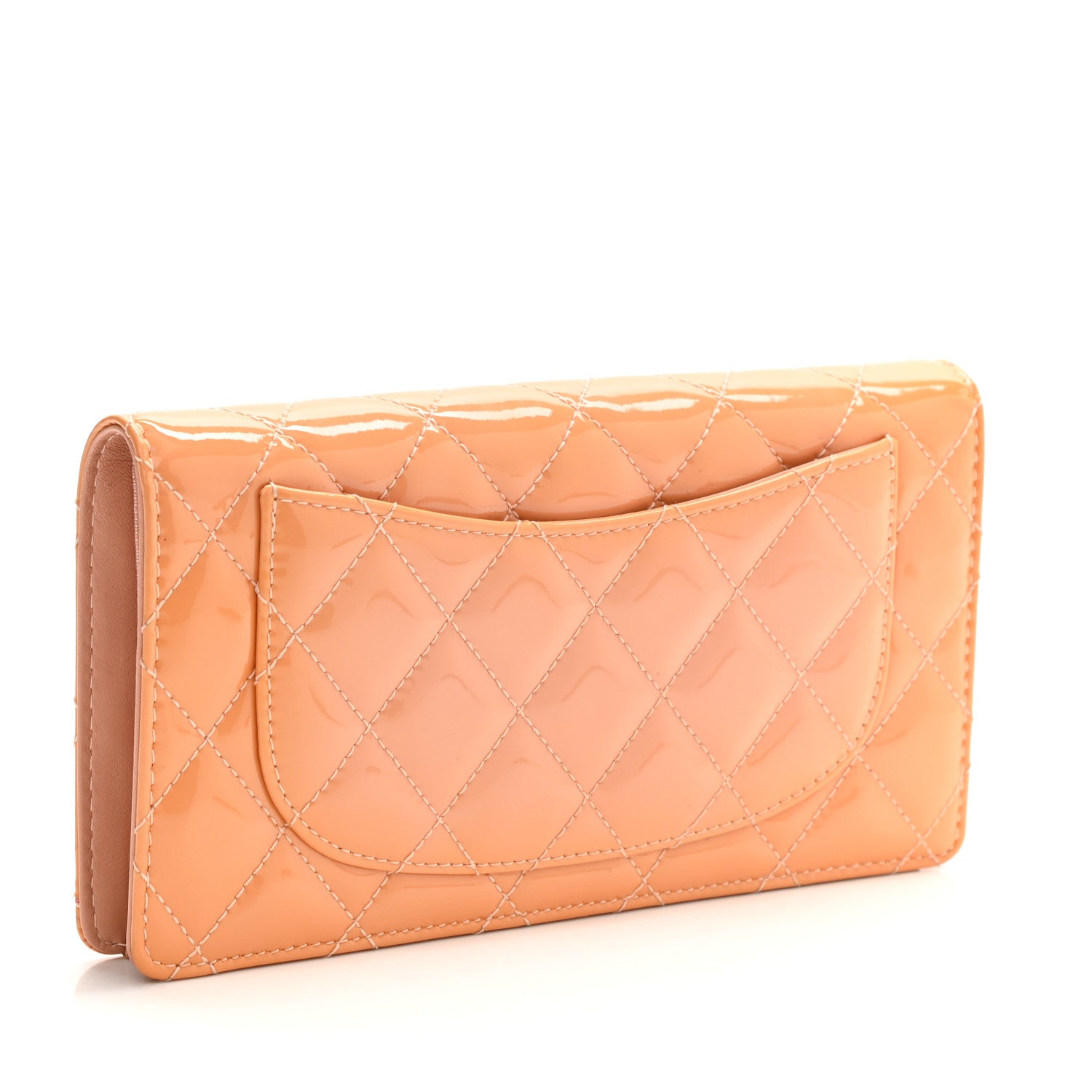 Chanel Patent Calfskin Quilted Yen Wallet Beige 6 of 18