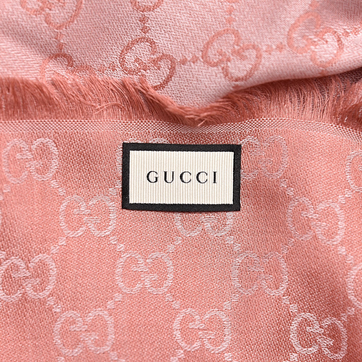 Wool Silk Monogram GGWeb Fringe Shawl Old Rose Pink