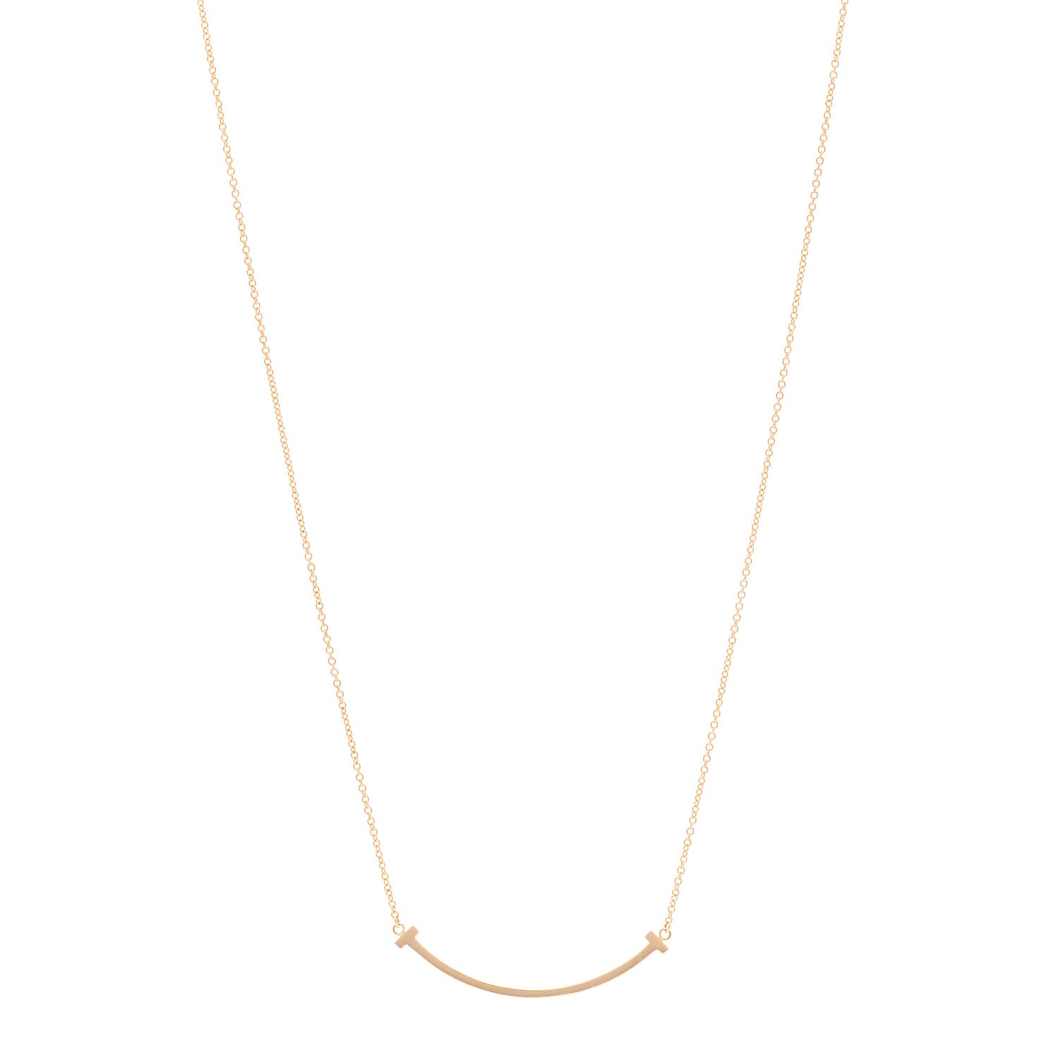Tiffany 18K Rose Gold Small T Smile Pendant Necklace 1 of 4