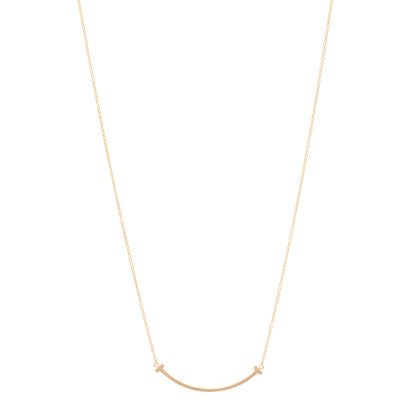 Tiffany 18K Rose Gold Small T Smile Pendant Necklace 1 of 4