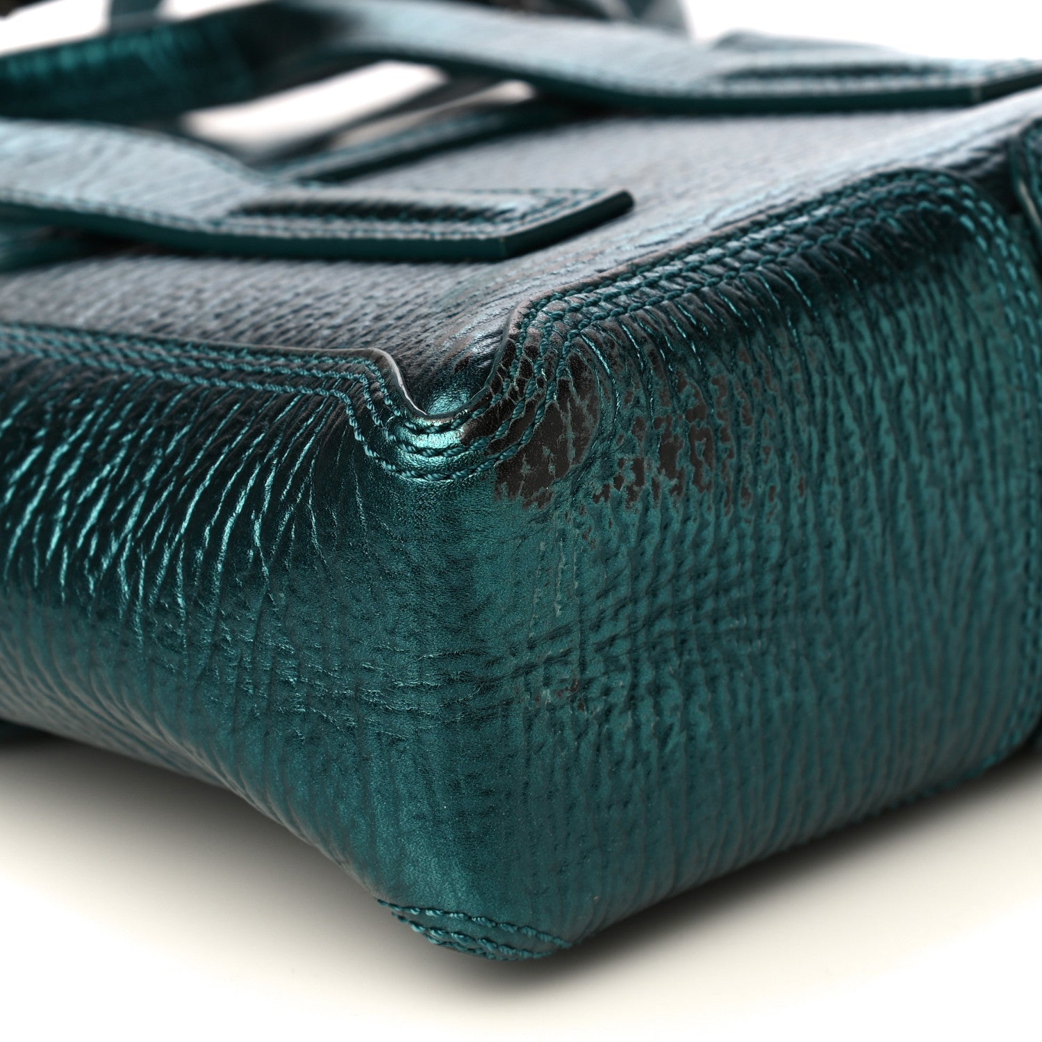 3.1 Phillip Lim Metallic Textured Calfskin Mini Pashli Satchel Turquoise 11 of 13