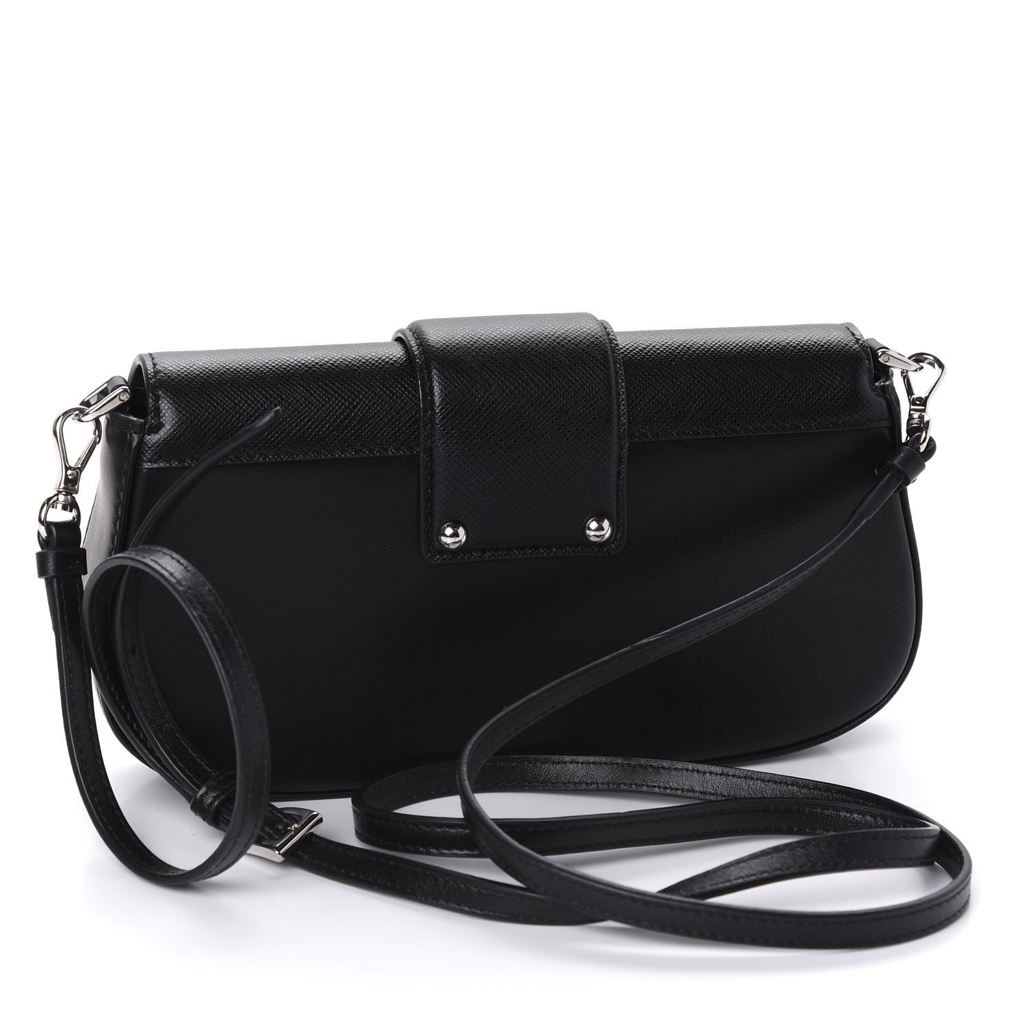 Prada City Calfskin Saffiano Mini Sidonie Shoulder Bag Black 3 of 10