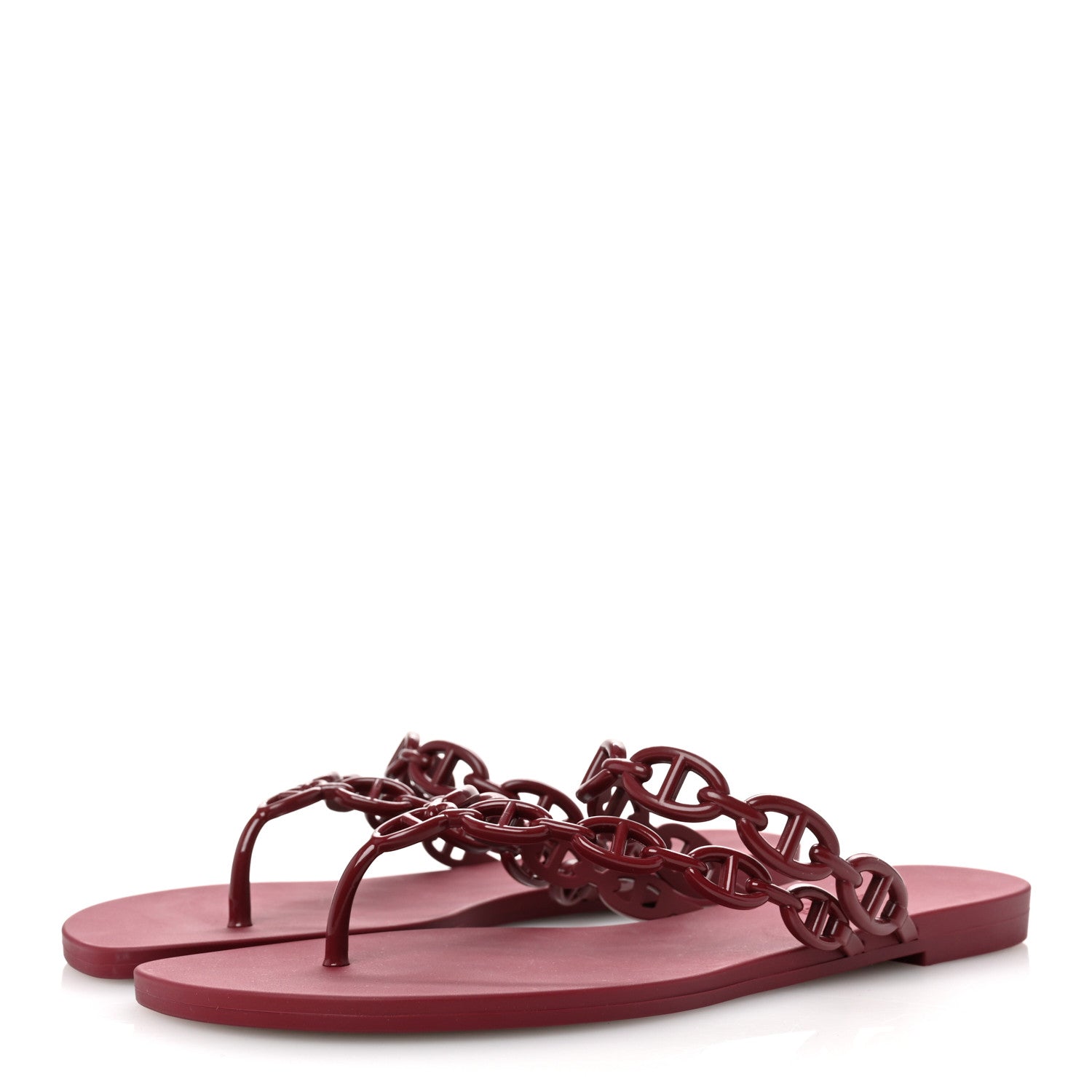 Hermes Rubber Chaine d'Ancre Island Sandals 40 Rouge H 4 of 9