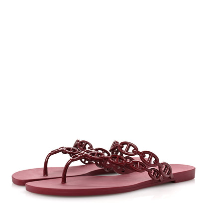 Hermes Rubber Chaine d'Ancre Island Sandals 40 Rouge H 4 of 9