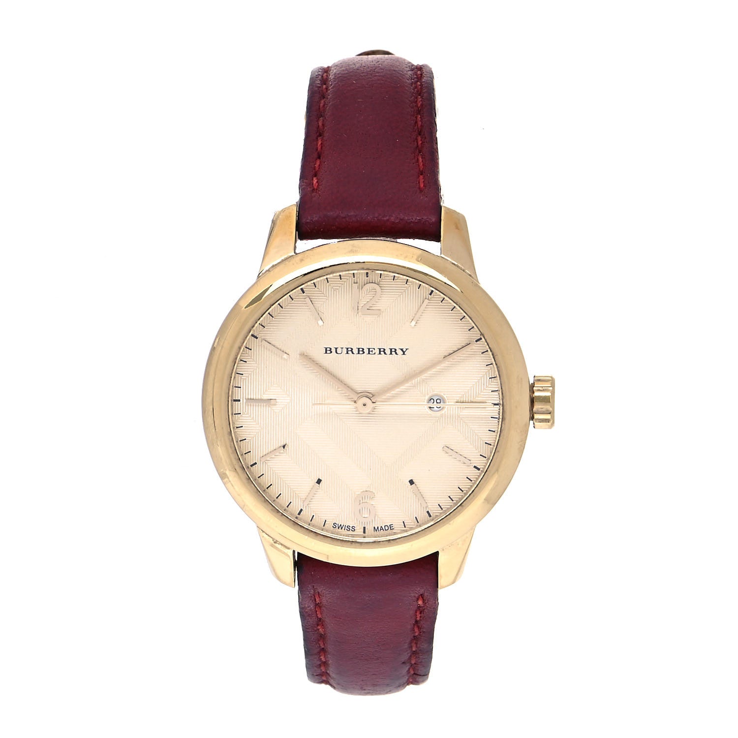 Burberry Stainless Steel Calfskin 32mm Classic Round Quartz Watch Champagne BU10102 1 of 4