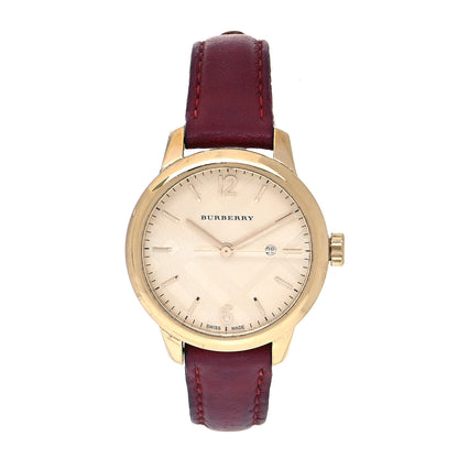 Burberry Stainless Steel Calfskin 32mm Classic Round Quartz Watch Champagne BU10102 1 of 4