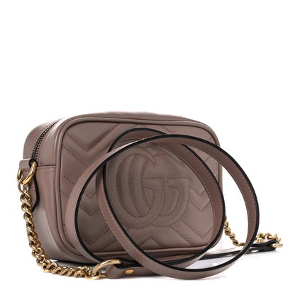 Gucci Calfskin Matelasse Mini GG Marmont Chain Shoulder Bag Porcelain Rose 3 of 9