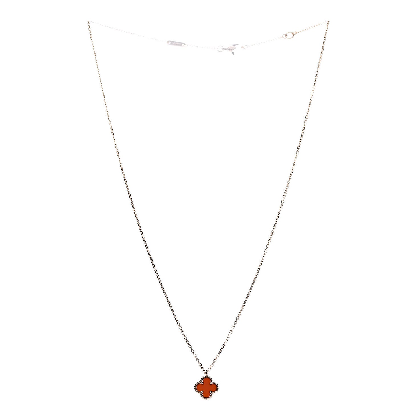 18K Rose Gold Carnelian Sweet Alhambra Pendant Necklace