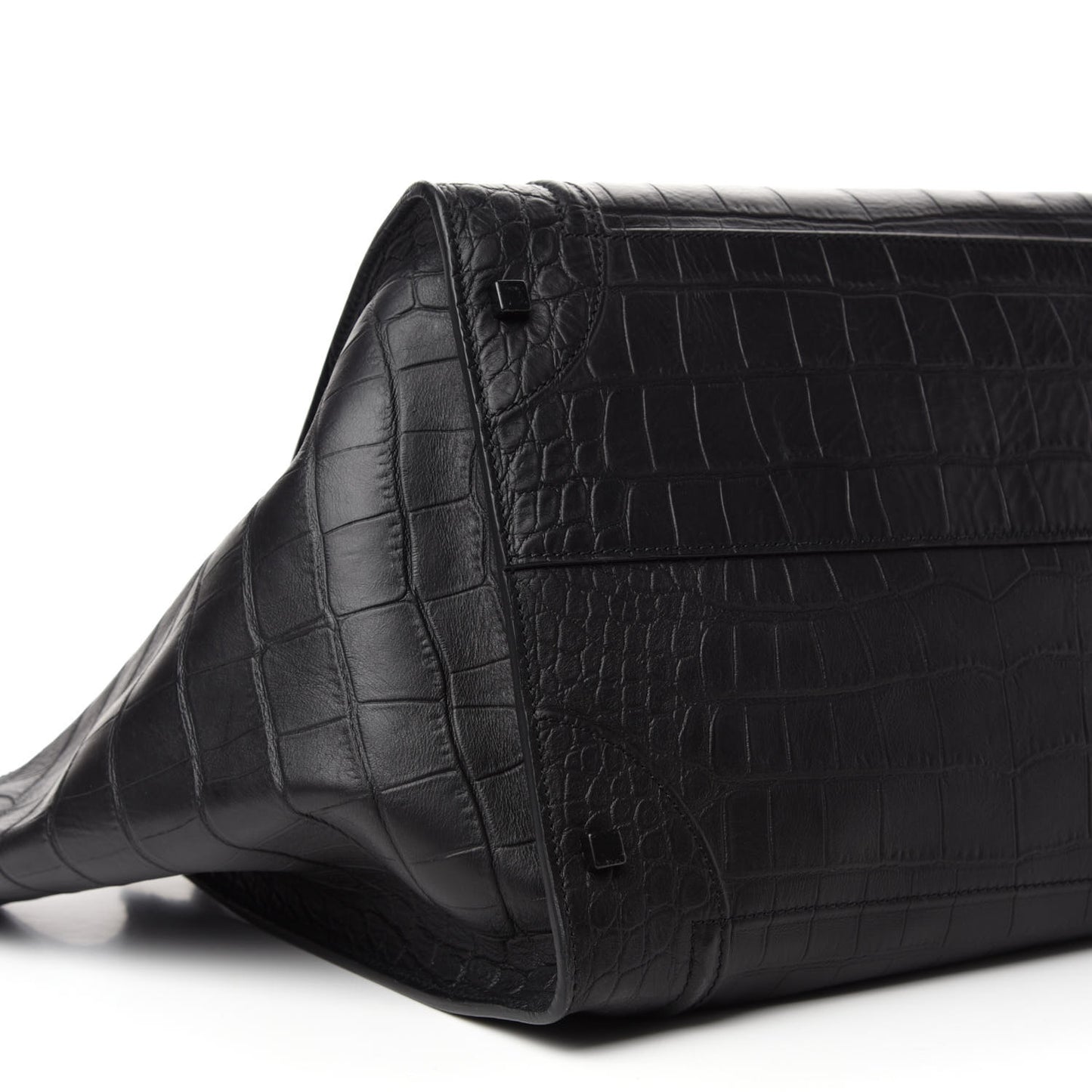 Crocodile Embossed Calfskin Large Phantom Luggage Black