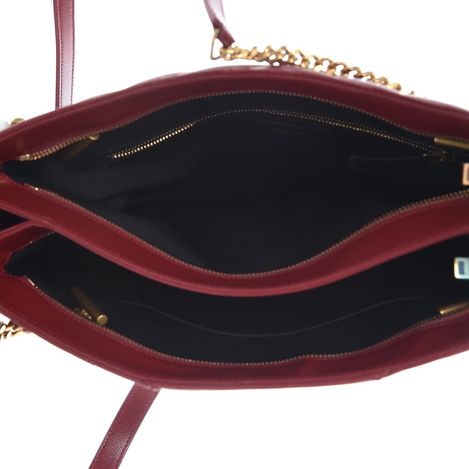 Saint Laurent Grain de Poudre Matelasse Chevron Medium Tribeca Shopping Bag Garnet 5 of 10