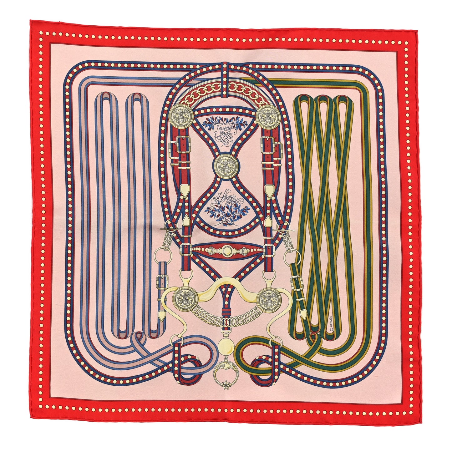 Silk Carre Grand Tralala Scarf 45 Rouge Rose Poudre Vert