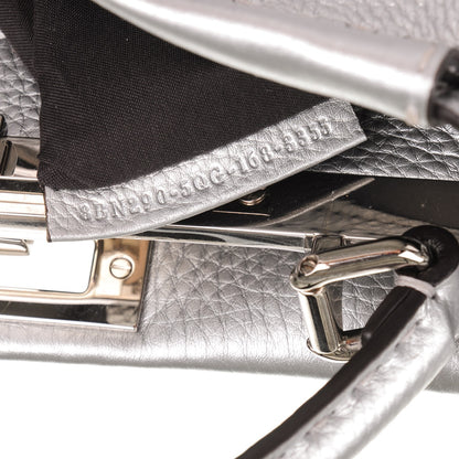 Fendi Cuoio Romano Lux Selleria Medium Peekaboo Iconic Satchel Argento 7 of 7
