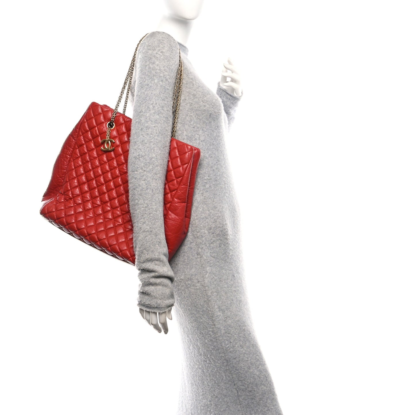 Lambskin Quilted Medium New Bubble North South Tote Red