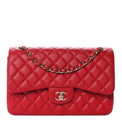 Chanel Caviar Quilted Jumbo Double Flap Red 1 of 11