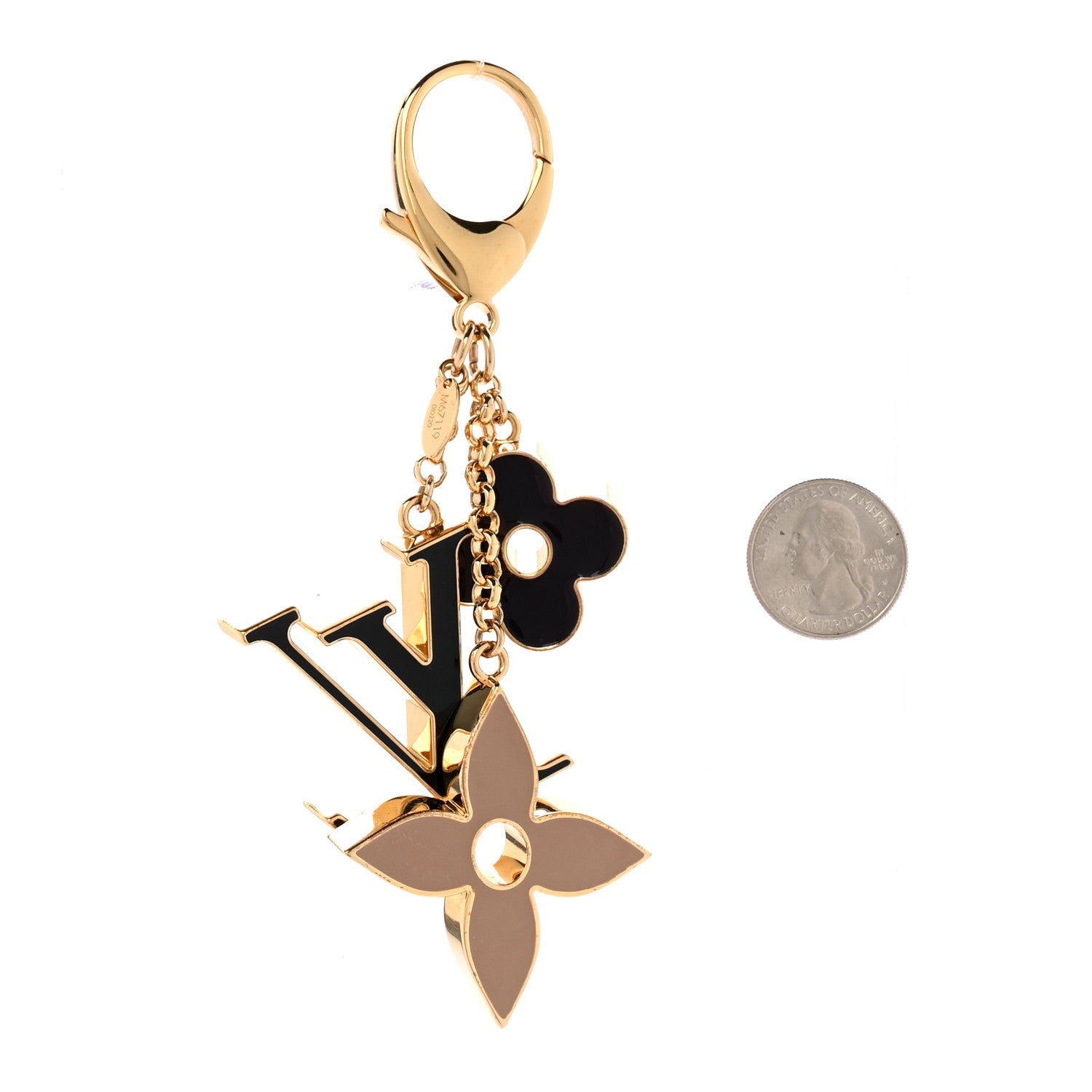 Louis Vuitton Metal Enamel Fleur De Monogram Bag Charm Dore 2 of 6