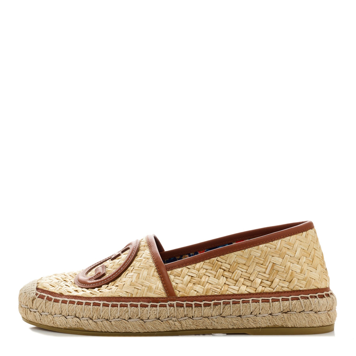 Gucci Raffia Harness Calfskin Interlocking G Adela Espadrilles 37.5 Palmi Naturale Harness Brown 1 of 9