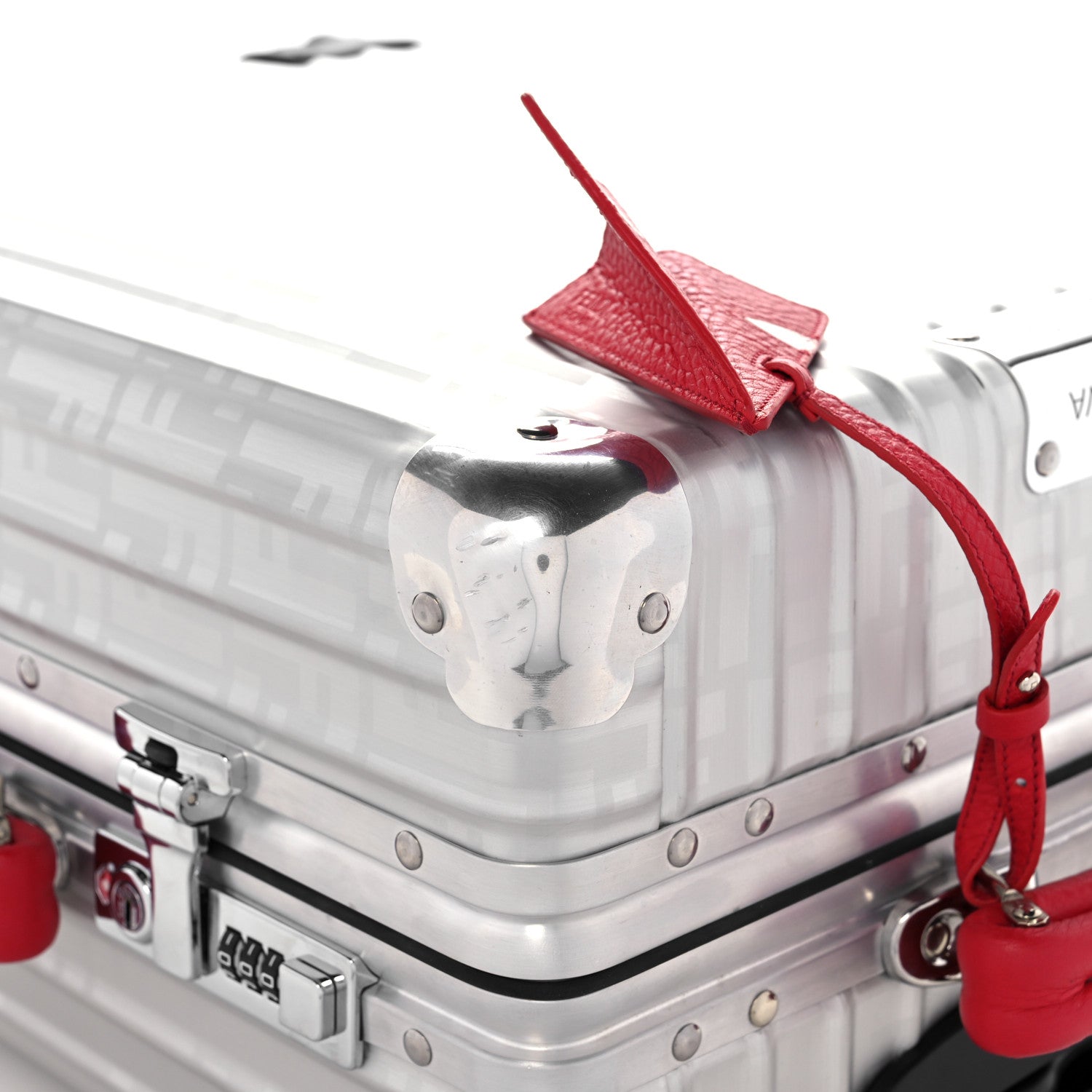 Fendi X RIMOWA Aluminum FF Print Roll Away Carry On Luggage Silver Red 17 of 23