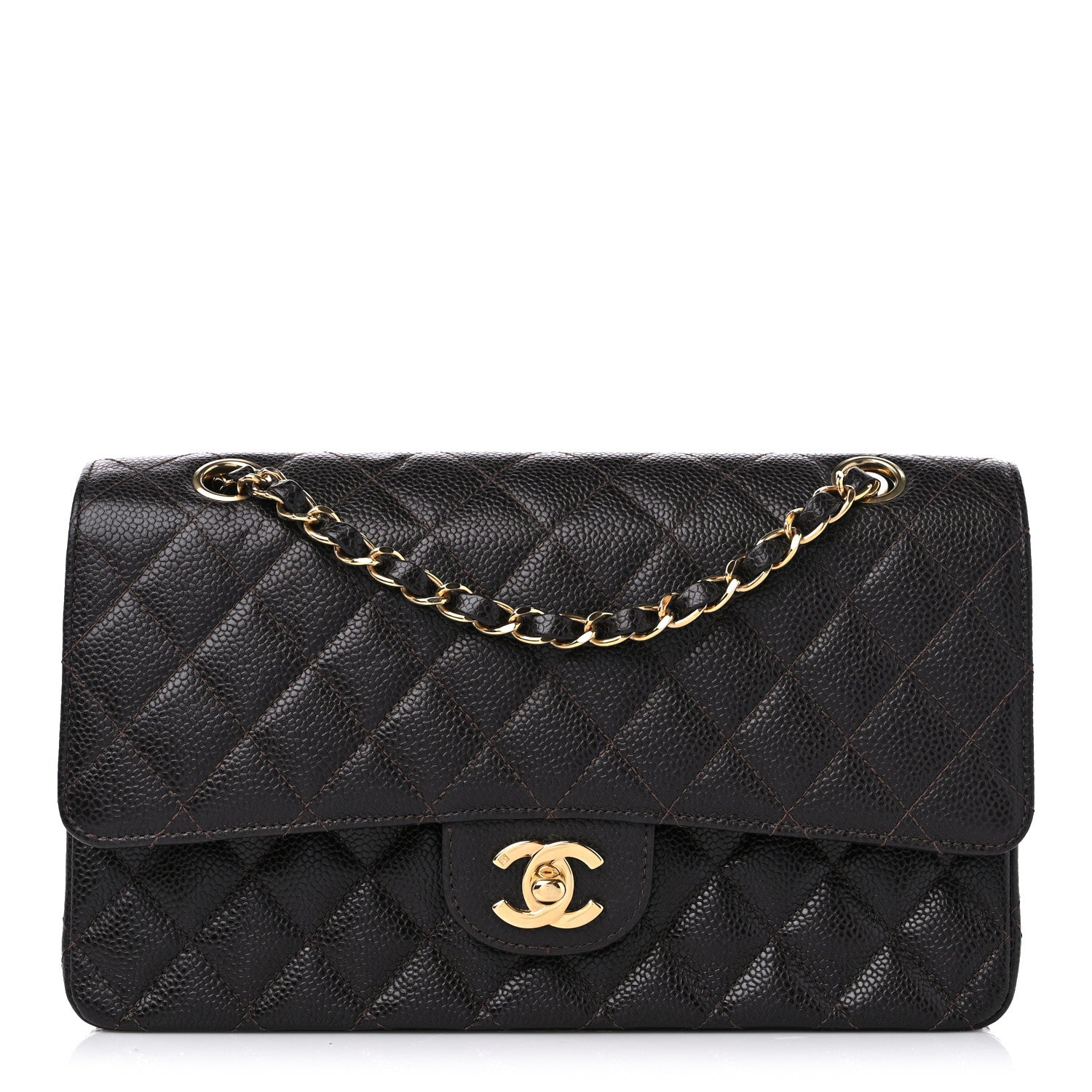 Chanel Caviar Quilted Medium Double Flap Dark Brown 1 of 10