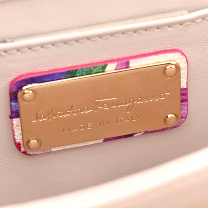 Salvatore Ferragamo Canvas Calfskin Thalia Crossbody Bag White Multicolor 6 of 12
