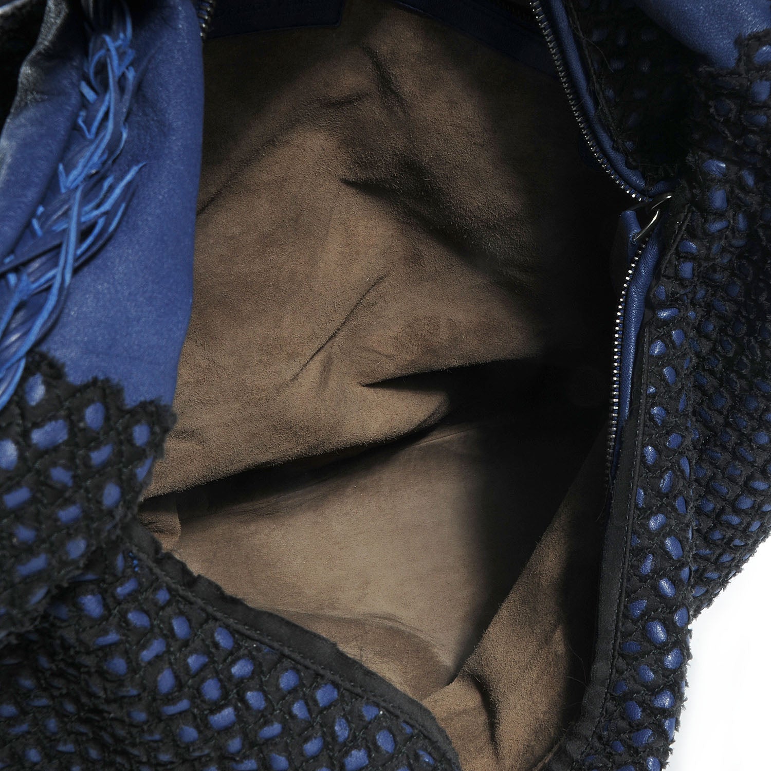 Bottega Veneta Nappa Silk Mini Ponza Devore Fuzzy Hobo Indigo 5 of 8