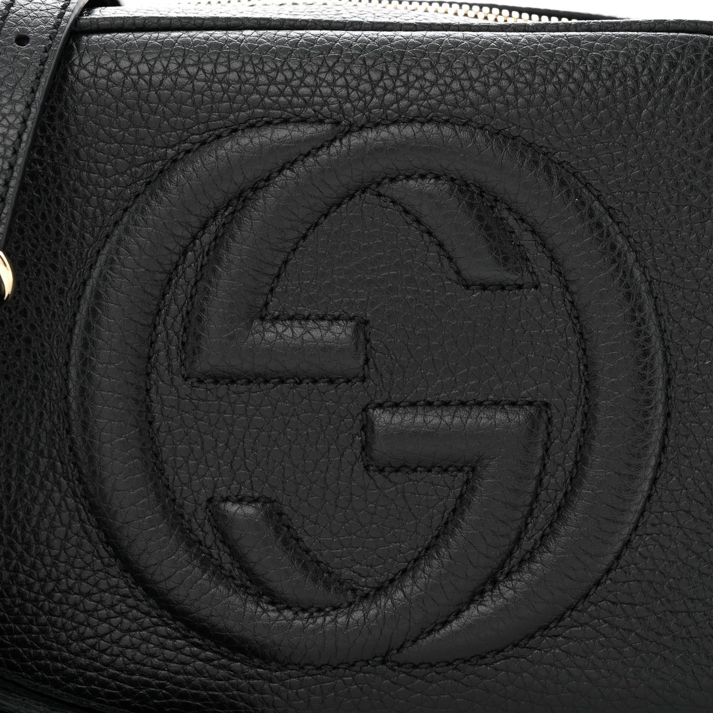 Pebbled Calfskin Small Soho Disco Bag Black