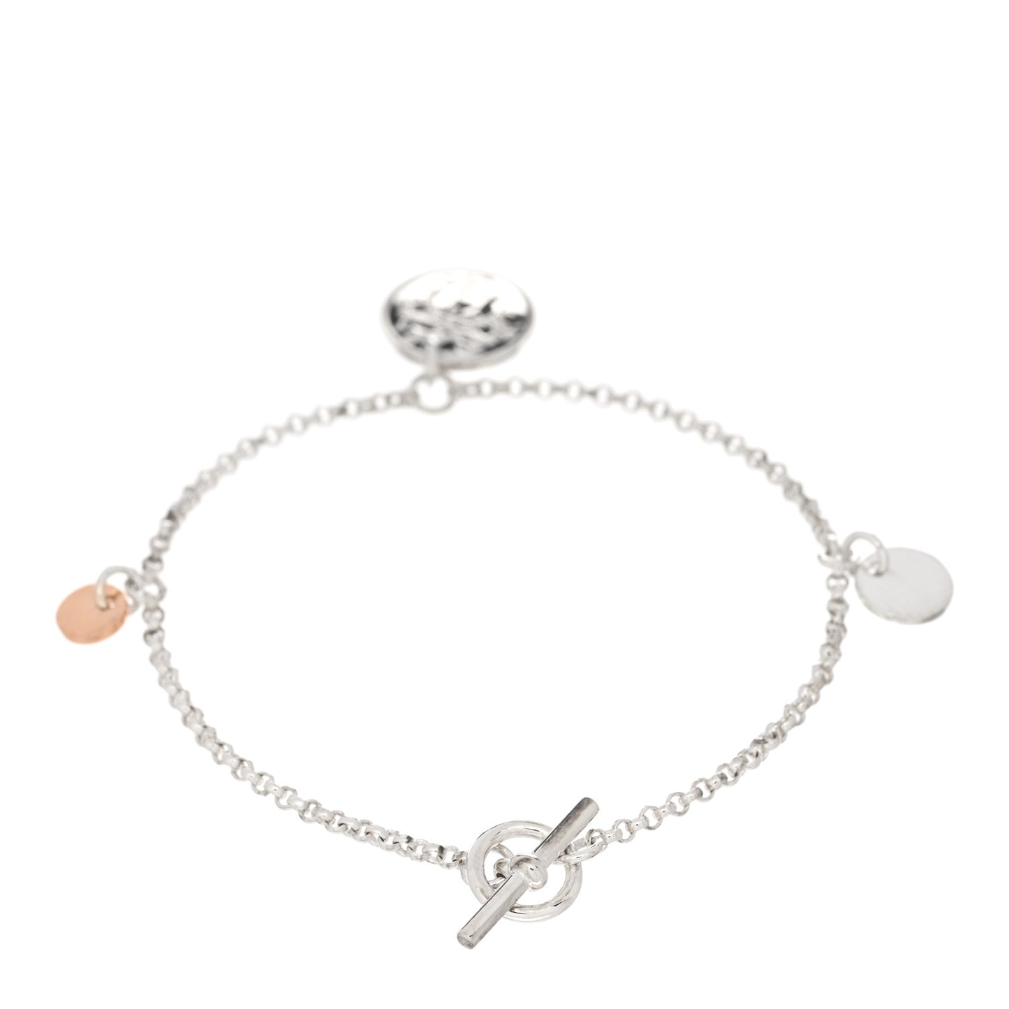 Sterling Silver 18K Rose Gold PM Ex-Libris Bracelet ST
