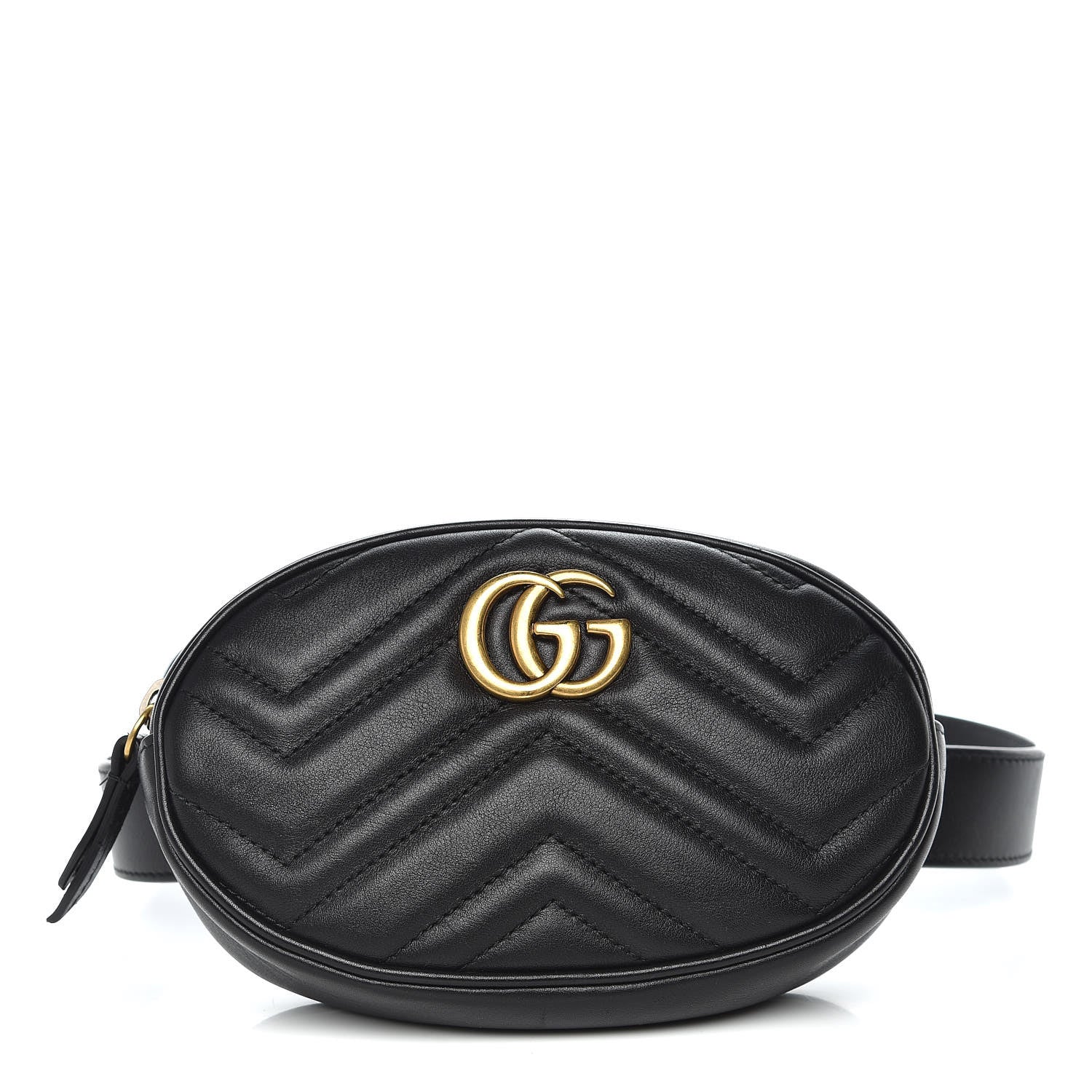 Gucci Calfskin Matelasse GG Marmont Belt Bag 95 38 Black 1 of 10