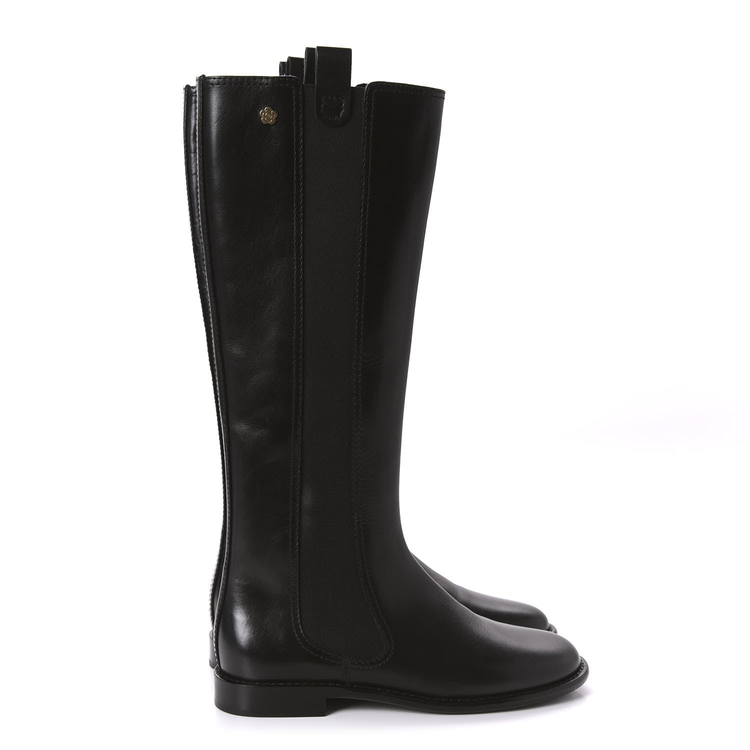 Chanel Calfskin Tall Boots 36.5 Black 4 of 11