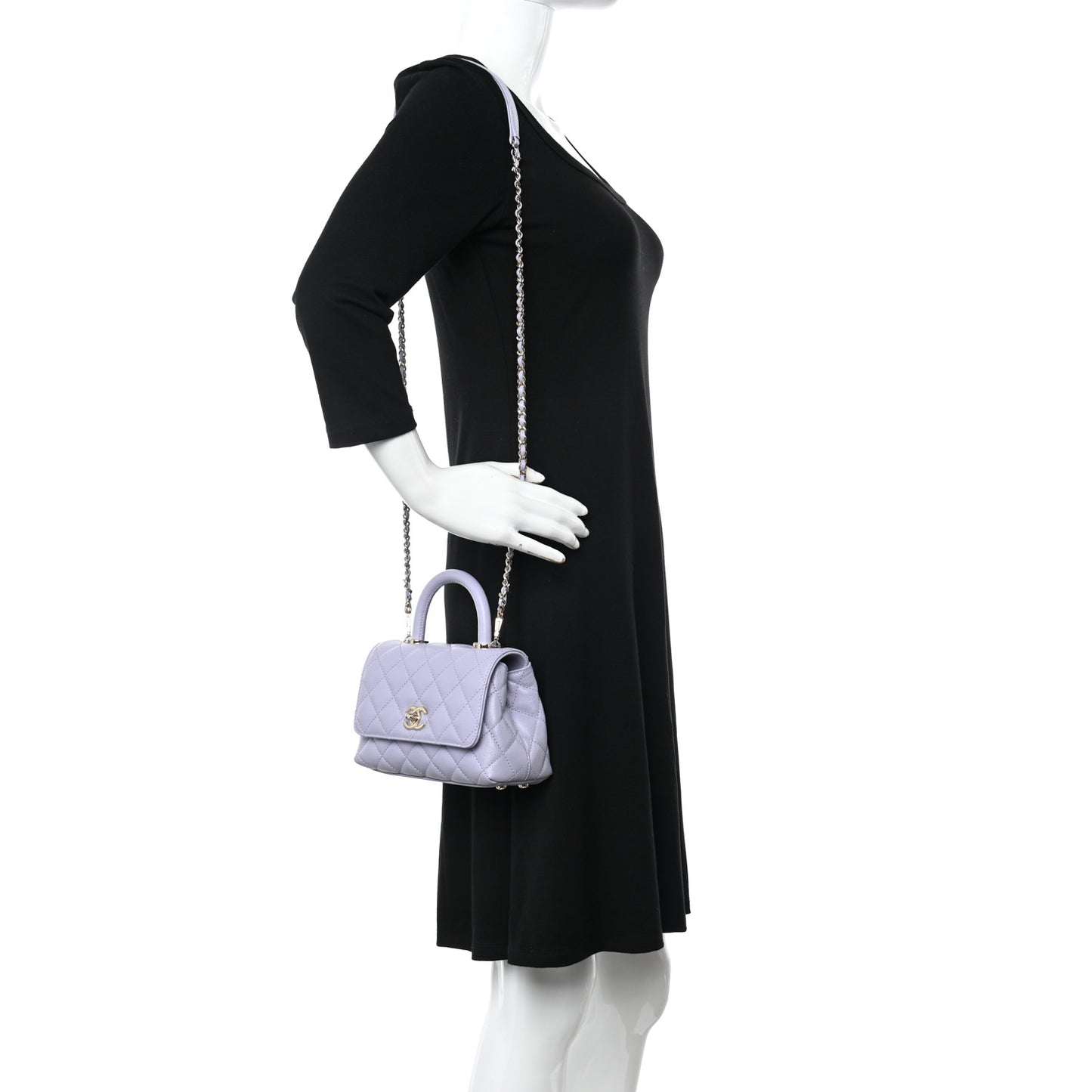 Caviar Quilted Extra Mini Coco Handle Flap Light Purple