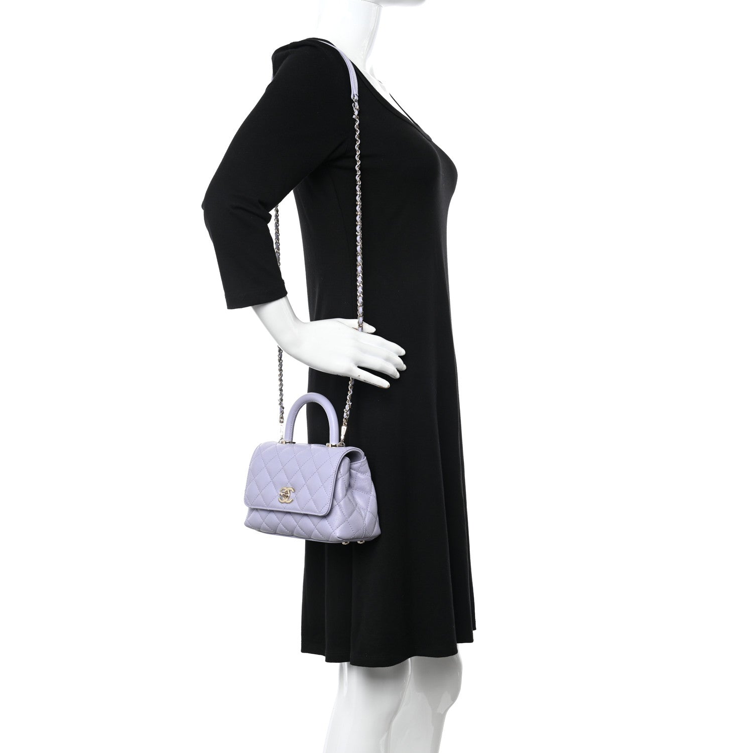 Chanel Caviar Quilted Extra Mini Coco Handle Flap Light Purple 2 of 10