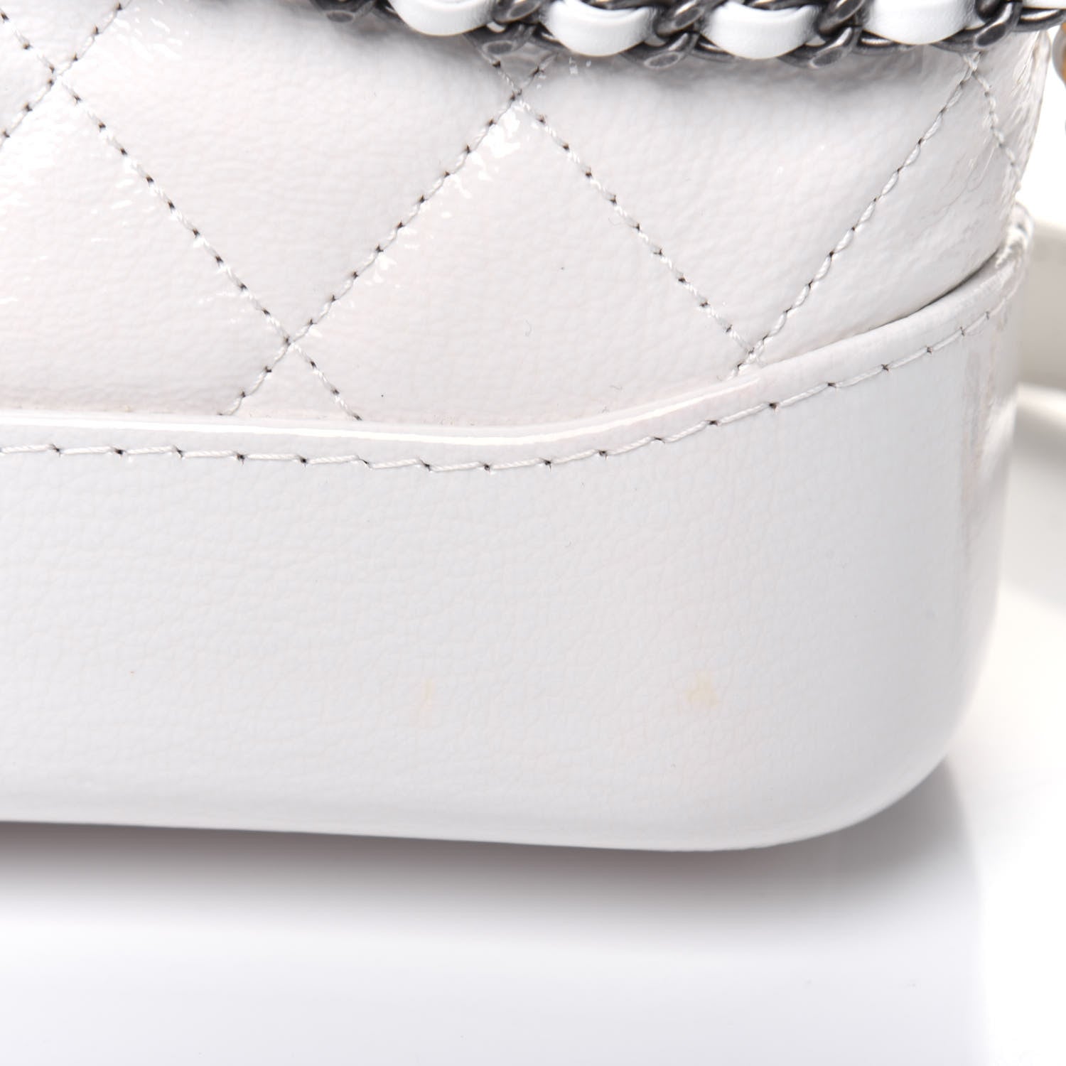 Chanel Patent Goatskin Quilted Small Gabrielle Hobo White 17 of 19