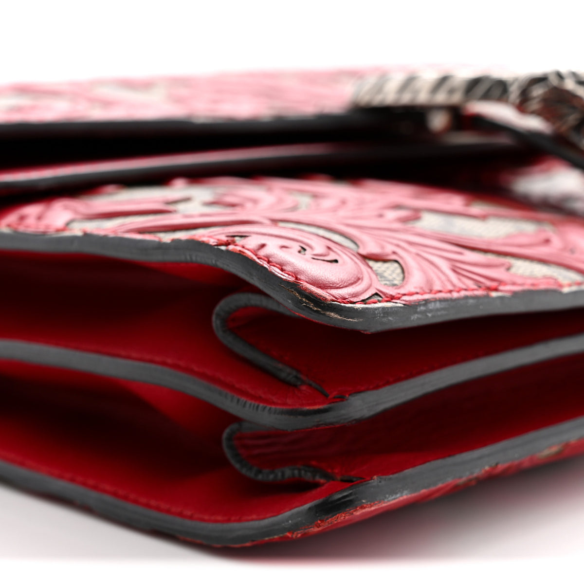 GG Supreme Monogram Arabesque Medium Dionysus Shoulder Bag Hibiscus Red
