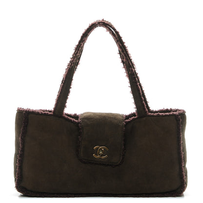 Chanel Suede Shearling Handbag Brown 1 of 7
