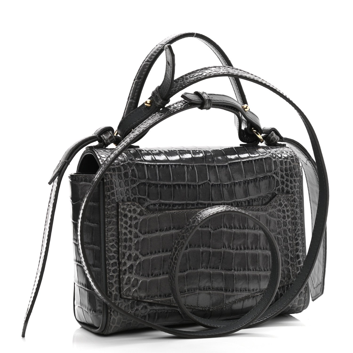 Givenchy Calfskin Crocodile Embossed Eden Mini Top Handle Storm Grey 3 of 10