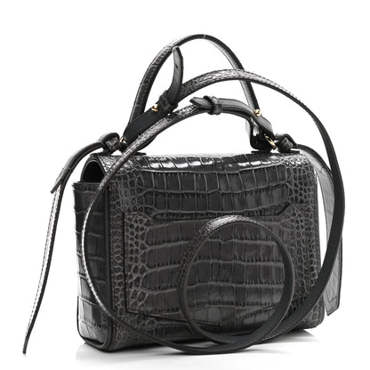 Givenchy Calfskin Crocodile Embossed Eden Mini Top Handle Storm Grey 3 of 10