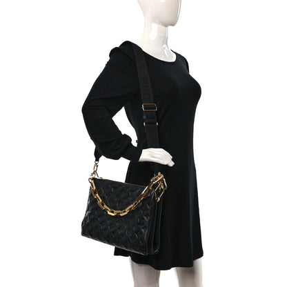 Louis Vuitton Lambskin Embossed Monogram Coussin MM Black 3 of 11