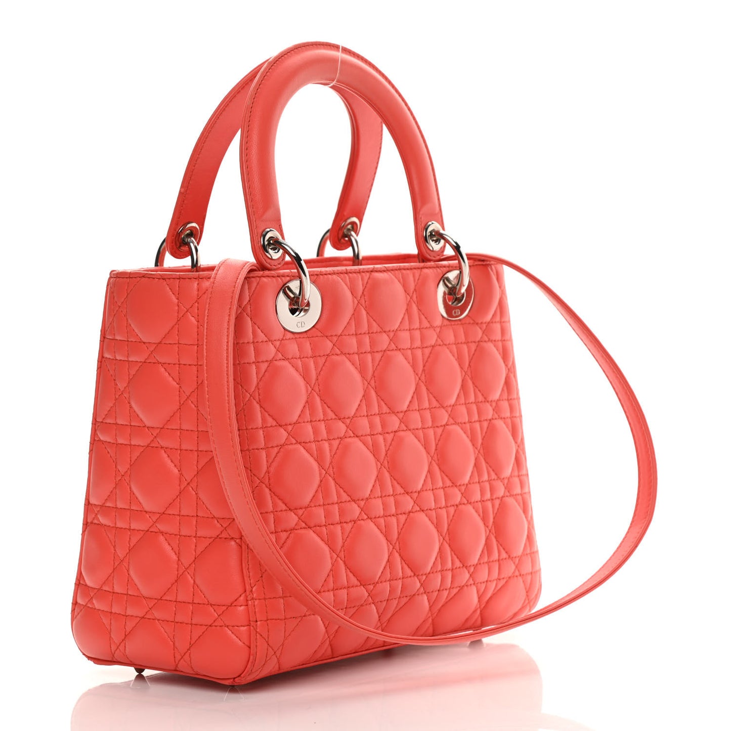 Lambskin Cannage Medium Lady Dior Coral