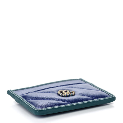 Gucci Azalea Calfskin Matelasse Diagonal Enamel Torchon GG Marmont Card Holder Imperial Blue Pavone 4 of 8