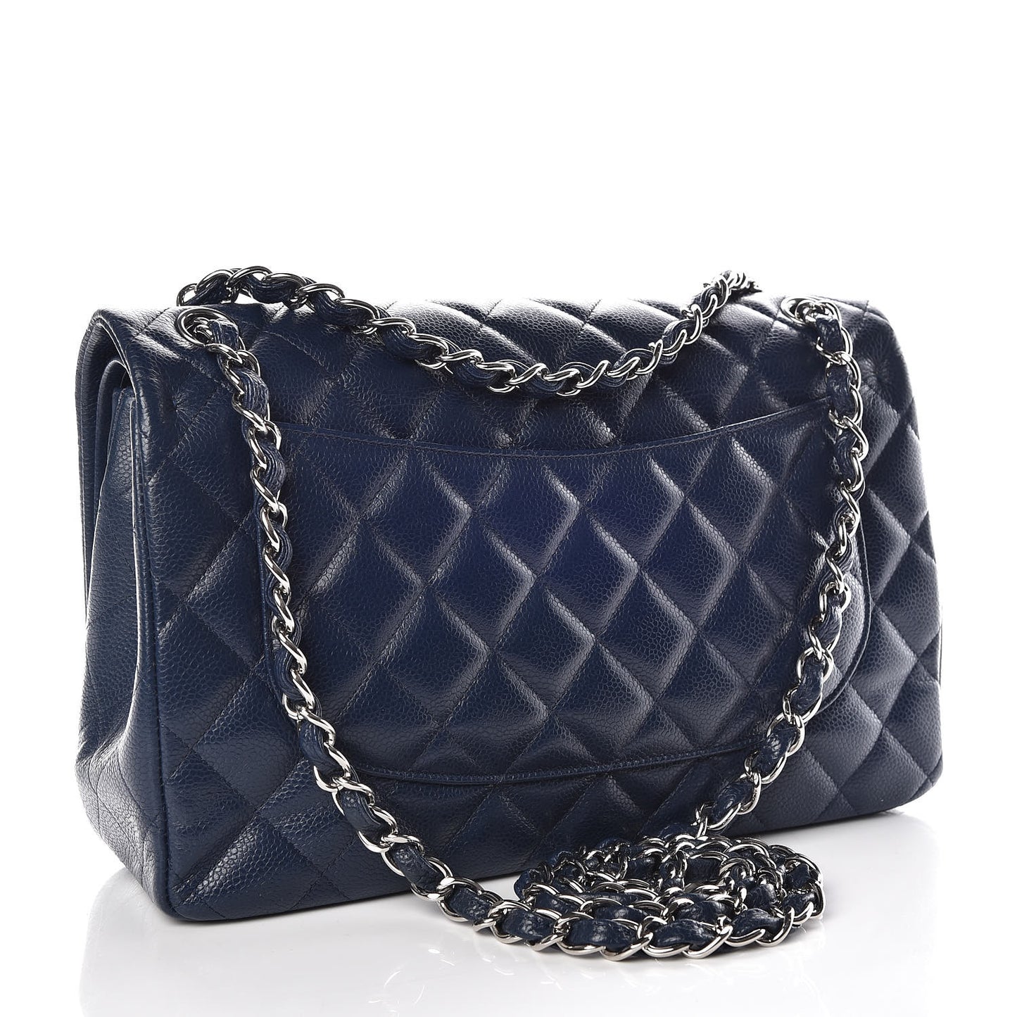Caviar Quilted Jumbo Double Flap Navy