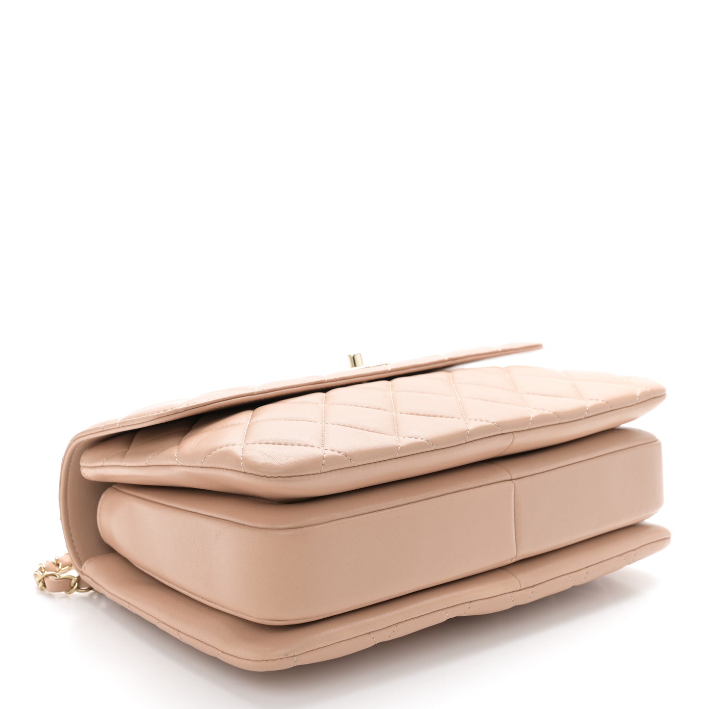Lambskin Quilted Medium Trendy CC Flap Dual Handle Bag Beige