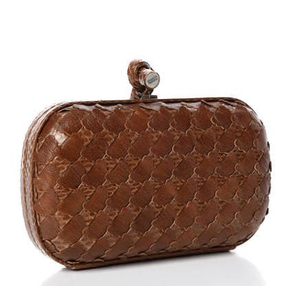 Bottega Veneta Ayers Grained Calfskin Intrecciato Knot Clutch Brown 3 of 11