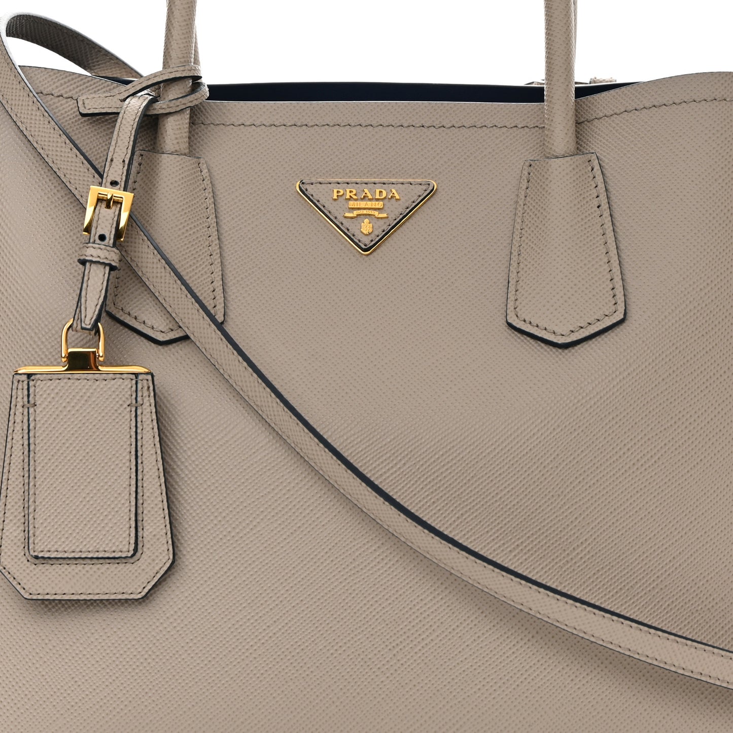 Saffiano Cuir Medium Double Bag Pomice Bluette