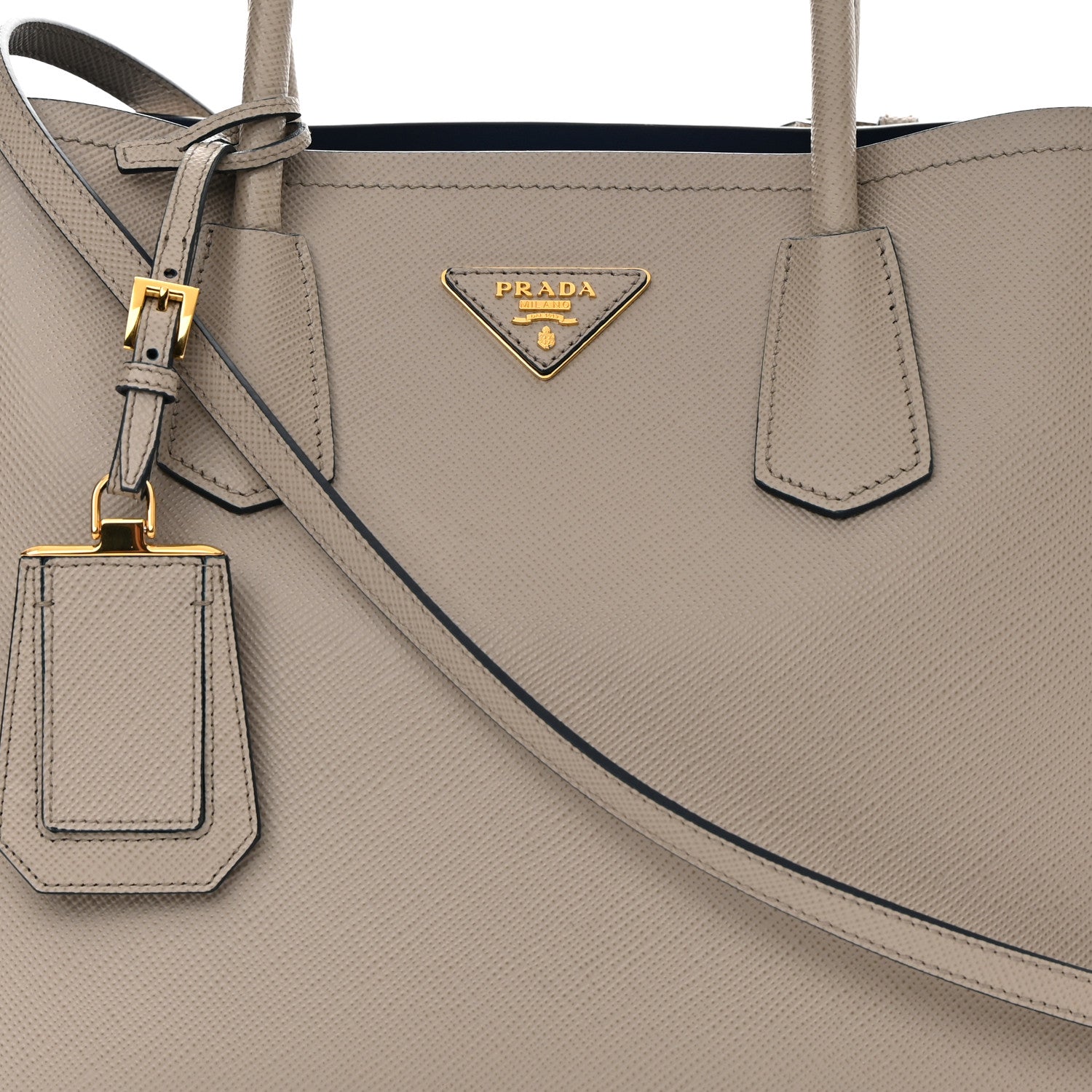 Prada Saffiano Cuir Medium Double Bag Pomice Bluette 8 of 11