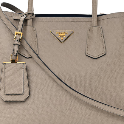 Prada Saffiano Cuir Medium Double Bag Pomice Bluette 8 of 11